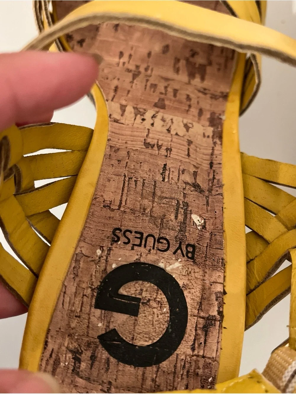Guess Yellow Braided Platform Wedge Sandals
